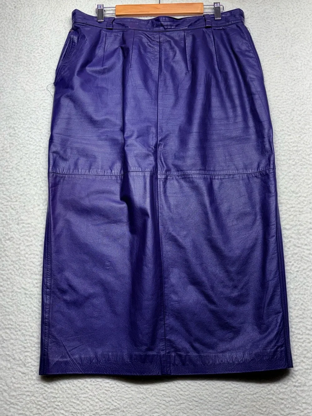 Vintage Dorado Fashion Purple Genuine Leather Midi Skirt 16W